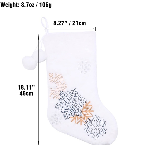 2 pack White Christmas Stockings with Snowflakes - Picture 2 of 2